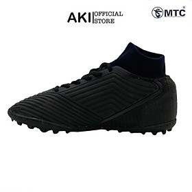 Giày đá bóng nam cỏ nhân tạo MTC 3 sọc Đen cao cổ thể thao thời trang chính hãng - MT001