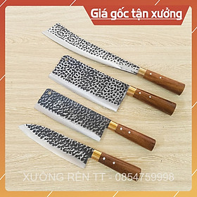 Mua Dao Bếp Bộ 4 Dao Nhà Bếp Thép Nhíp Dập Vân 2 Mặt Kháng Rỉ Tốt - Cán Cẩm Chỉ