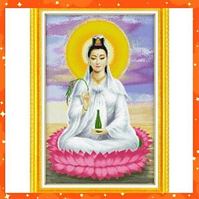 Mua Tranh thêu chữ thập Quan âm ngồi tọa sen - 2 333020
