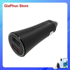 Tẩu sạc nhanh 2 cổng cho điện thoại trên Ô tô/Xe hơi XIAOMI Mi 37W Dual-Port Car Charger Black GDS4147GL - Hàng Chính Hãng