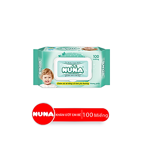 Bao khăn ướt em bé nuna hương phấn, 100 miếng/bao