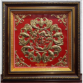 Tranh đồng chữ ngũ phúc lâm môn ( chữ PHÚC 5 CON DƠI) treo phong thủy