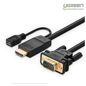 Dây Cáp Chuyển Đổi HDMI To VGA Hỗ Trợ Nguồn Ugreen 30449 (1.5m) - Hàng Chính Hãng