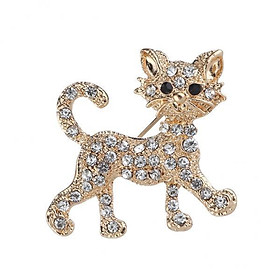 2-6pack Women's Fashion Crystal Rhinestone Alloy Animal Cat Brooch Pins Gold