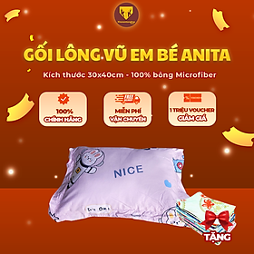 Gối trẻ em lông vũ Anita Cao cấp với chất liệu vải ngoài Cotton an toàn, mềm mại và ĐẶC BIỆT thấm hút mồ hôi tốt, mang đến cho bé một giấc ngủ thật ngon - Tặng kèm áo gối may