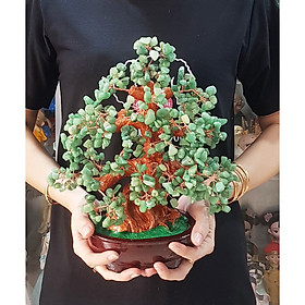 Mua Cây Tài Lộc bằng đá Thạch Anh màu xanh size 30cm