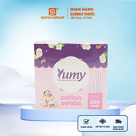 Bông ngoáy tai trẻ em YUMY 200 chiếc/hộp thân giấy hai đầu tròn xoắn, không xơ bông (TB11_627)
