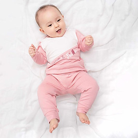 Bộ dài tay bamboo cotton Bu baby BBC110101/ BBC110401 cho bé từ 6 tháng đến 4 tuổi - Cài vai- 110101 Hồng