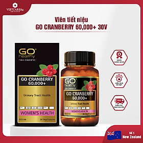 Viên uống viêm đường tiết niệu nhập khẩu chính hãng New Zealand GO CRANBERRY 60000+ (30 viên) hỗ trợ điều trị viêm đường tiết niệu, viêm phụ khoa, giảm tiểu buốt, tiểu dắt, tiểu đêm, khó đi tiểu