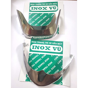 Combo Bộ ốp dè INOX xe NOZZA giá 1 cặp tại xưởng INOX Vũ+ 1 tem logo titan YAMAHHA 2.7cm