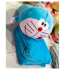 Thú nhồi bông mèo Doremon 3in1 có mền - Size 50cm - Quà tặng gấu bông Doraemon có mền đáng yêu