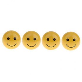 2x4pcs Smile Smiling Face Yellow Valve Cap Dust Cover for BMX Bike Car