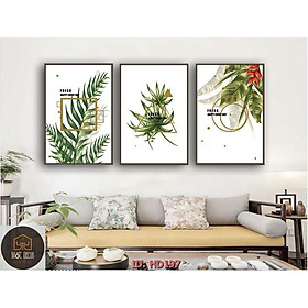 Mua 10 Bộ tranh treo tường canvas gồm 3 bức phong cách trừu tượng tối giản Minimalism và tranh lá cây