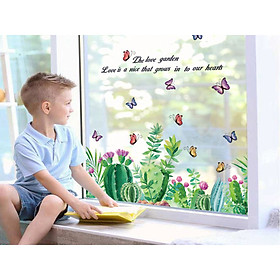 Decal dán tường xương rồng hoa bướm sk9326