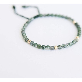 Vòng Tay Nữ Đá Thạch Anh Tóc Xanh 6 Ly Tự Nhiên Phối Charm vàng