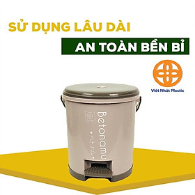 Thùng Rác Tròn Đạp Chân Thông Minh Betonamu 8024, Dung Tích 5L, Chất Liệu Nhựa PP Bền Bỉ, Kiểu Dáng Đẹp, Nắp Kín Tiện Dụng