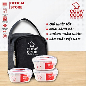 Mua XẢ KHO Bộ Hộp Đựng Cơm Thủy Tinh Chịu Nhiệt COBA COOK Kèm Túi Vải Giữ Nhiệt Các Lựa Chọn