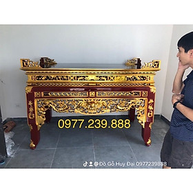 bàn thờ gỗ mít chân 12cm tứ linh