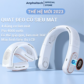 Quạt Mini Đeo Cổ BLADELESS NECKFAN A339, Quạt Đeo Cổ Thông Minh Tích Điện Không Cánh, Máy Quạt Treo Cổ Pin 4000mAh