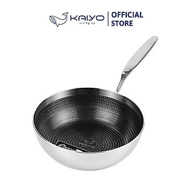 Mua Chảo inox sâu lòng chống dính hoa văn nổi thân đáy liền 3 lớp tri-ply Kaiyo  size 24cm