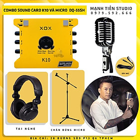 Mua Combo thu âm livestream karaoke siêu hay soundcard K10 + Micro Ami DQ-55SH tặng tai nghe bảo hành 12 tháng