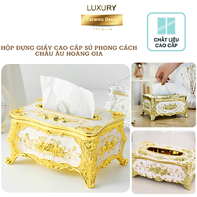 Mua Hộp Đựng Giấy Sứ Mạ Vàng Phong Cách Châu Âu DECOR LUXURY - Hàng Nhập Khẩu