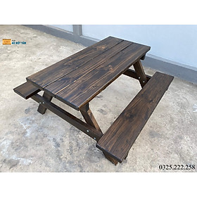 Mua Bộ Bàn Ghế Ngoài Trời Gỗ Thông  Bộ Bàn Ghế Cổ Điển Dài 1 2m Rộng 60cm Dày 4cm
