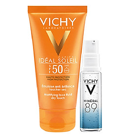 Bộ Kem Chống Nắng Không Gây Nhờn Rít Vichy Ideal Soleil Dry Touch 50Ml Và Dưỡng Chất Khoáng Mineral 89 10Ml