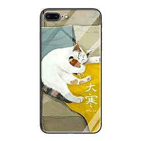 Ốp lưng kính cường lực cho iPhone 7 Plus /8 Plus Nền Mèo Ôm Chàng - Hàng Chính Hãng