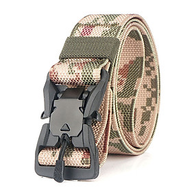 Men Camouflage Nylon Belt Adjustable Quick-Release Magnetic Buckle Wear-Proof Woven Webbing Casual Pants Jeans Straps