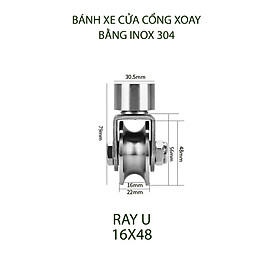 Mua Bộ bánh xe cho cửa cổng trượt  cửa lùa bằng inox 304  loại xoay 360 độ  Kích thước 16x48mm