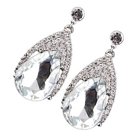 Vintage Glitter Rhinestone Diamante Teardrop Drop Dangle Earrings