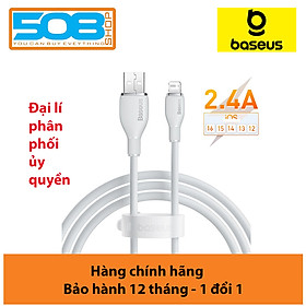 Cáp sạc nhanh, truyền dữ liệu cho Ai-phôn Ba-se-us Pudding Series Fast Charging Cable USB to Lai-nin 2.4A - Hàng chính hãng