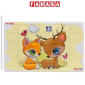 Bộ Xếp Hình Puzzle A4 - Minh Châu 35-033 (35 Mảnh Ghép) - Nai Và Cáo