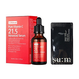 Tinh chất Vitamin C dưỡng trắng da giảm mụn làm mờ vết thâm By Wishtrend Pure Vitamin C 21.5 Advanced Serum 30ml + Tặng kèm 1 mặt nạ sủi bọt thải độc da S:um 37 Đen
