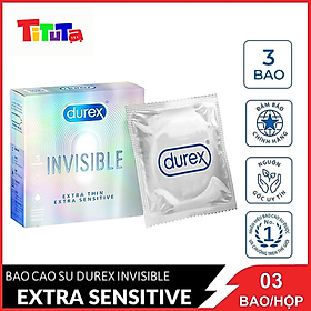 Bao cao su Durex Invisible extra sensitive (Trắng) Hộp 3 cái