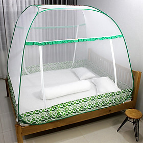 Mua Mùng Chụp Màn Chụp Tự Bung Đỉnh Rộng Cao Cấp 1m6x2m có viền chân - Mộc Miên ( có 2 Cửa)