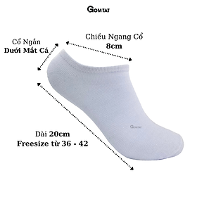 Tất Trơn Cổ Ngắn Nam Nữ GOMTAT, Vớ Cổ Ngắn Unisex Trơn Màu Vải Cotton Chuẩn Xuất Nhật - TRONNGAN-VNXK