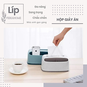 Mua Hộp đựng giấy ăn đa năng để bàn kết hợp 2 ngăn để điện thoại - điều khiển - bút