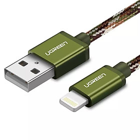 Mua Dây cáp sạc iPhone iPad Cáp bện USB 2.0 ra Lightning 1M màu xanh lính UGREEN 40876US199 - Hàng Chính Hãng