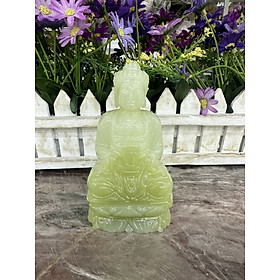 Tượng Phật A Di Đà ngồi đài sen đá ngọc Onyx - Cao 12 cm