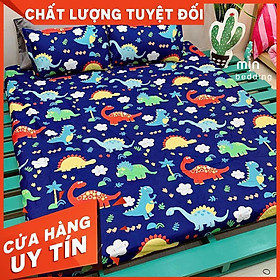 Mua Drap + 2 Vỏ Gối - Cotton 3D Khủng Long (Kèm Ảnh Thật)