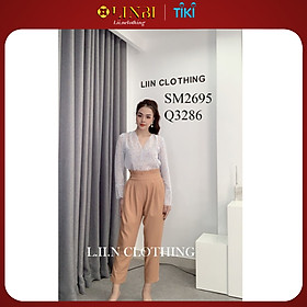 Áo kiểu nữ dài tay Liin clothing chất liệu voan cao cấp thoáng mát, xẻ tà ống tay cá tính SM2695