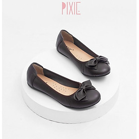 Giày Búp Bê Bệt Da Bò Thật Siêu Êm Gắn Nơ Pixie X424