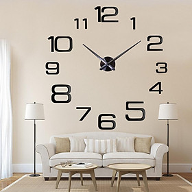 Removable Large Acrylic Wall Clock 3D Sticker Clock Modern Home DIY_Silver