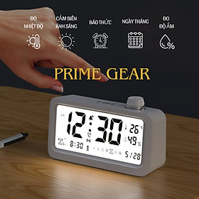Mua   Tặng kèm pin   Đồng hồ Báo thức Thông minh decor ánh sáng Đèn ngủ - Tích hợp Nhiệt kế  Độ ẩm kế Đa năng