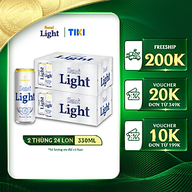 Combo 2 Thùng Bia Hanoi Light - Thùng 24 lon 330ml