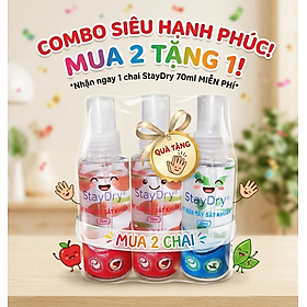 Combo 2 chai xịt rửa tay sát khuẩn StayDry tặng 1 chai ngẫu nhiên