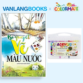 Sách Bí Quyết Vẽ Màu Nước (Tái Bản) + Hộp 48 Bút Lông Màu Acrylic Marker - Vanlangbooks x Colormate