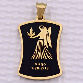 Mặt dây chuyền cung Xử Nữ - Virgo inox vàng kèm móc inox vàng, Cung hoàng đạo